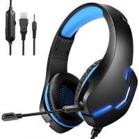 J10 Gaming Wired Headset Deep Bass Stereo Gamer Earphone for PS4 PC XBOX Noise Cancelling Gaming Headphone with Microphone BLUE