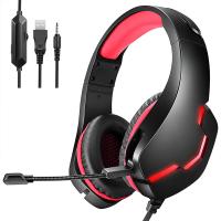 J10 Gaming Wired Headset Deep Bass Stereo Gamer Earphone for PS4 PC XBOX Noise Cancelling Gaming Headphone with Microphone RED