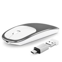 FRUITFUL Rechargeable 2.4GHz and Bluetooth 5.0 Metal Wireless Mouse,1600DPI,Silent Click dual mode Mouse with Type C Port for PC Tablet Mac Desktop