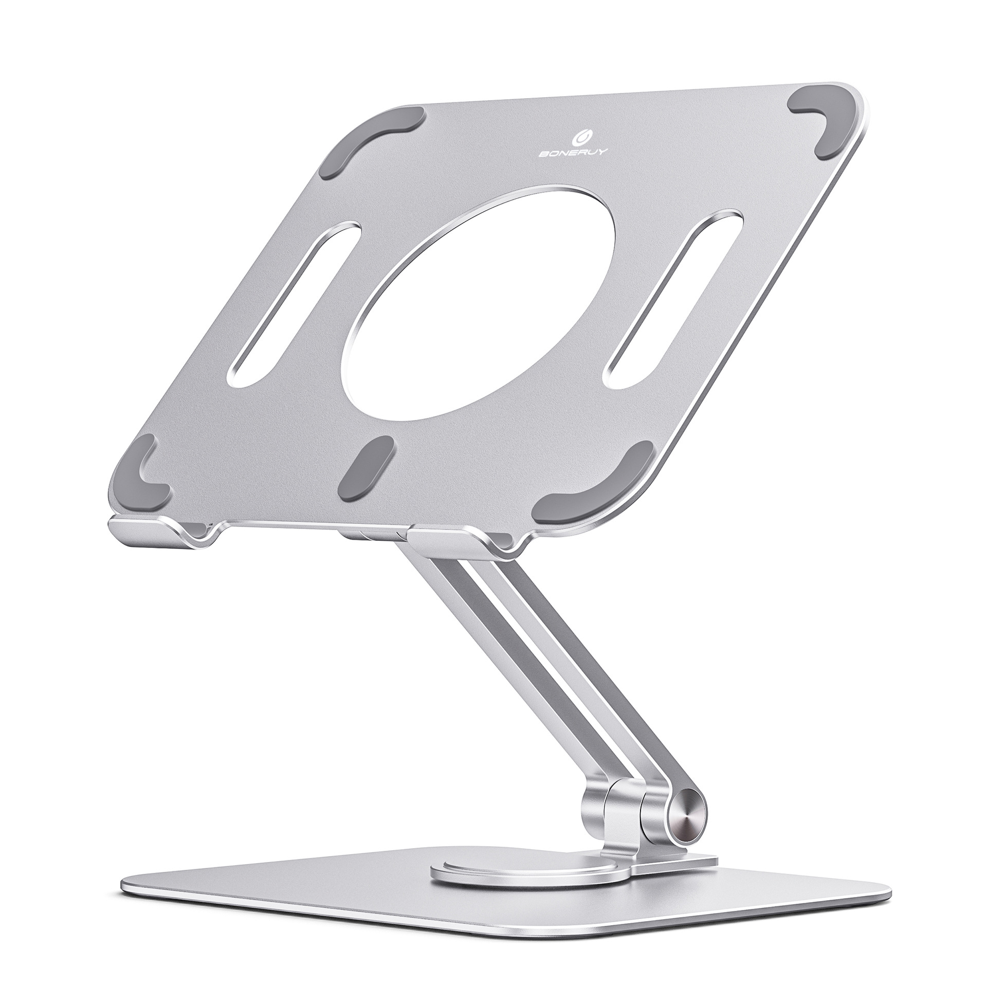 BONERUY Adjustable Tablet Stand Holder with 360 Rotating Tablet Mount Compatible with iPad Tablets 4.7-13 inch -Silver