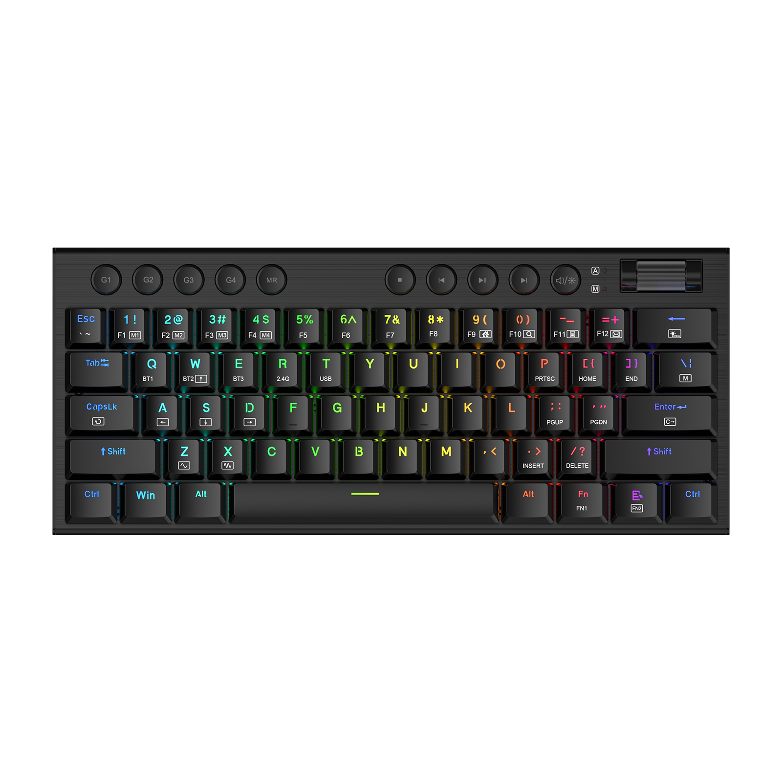 Redragon K632 PRO Noctis 60% Wireless RGB Mechanical Keyboard, Bluetooth/2.4Ghz/Wired Tri-Mode Ultra-Thin Low Profile Gaming Keyboard