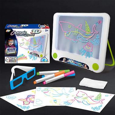 3D Kids Magic Pad Light,Up Drawing Board Pa，with Light Up Glow for