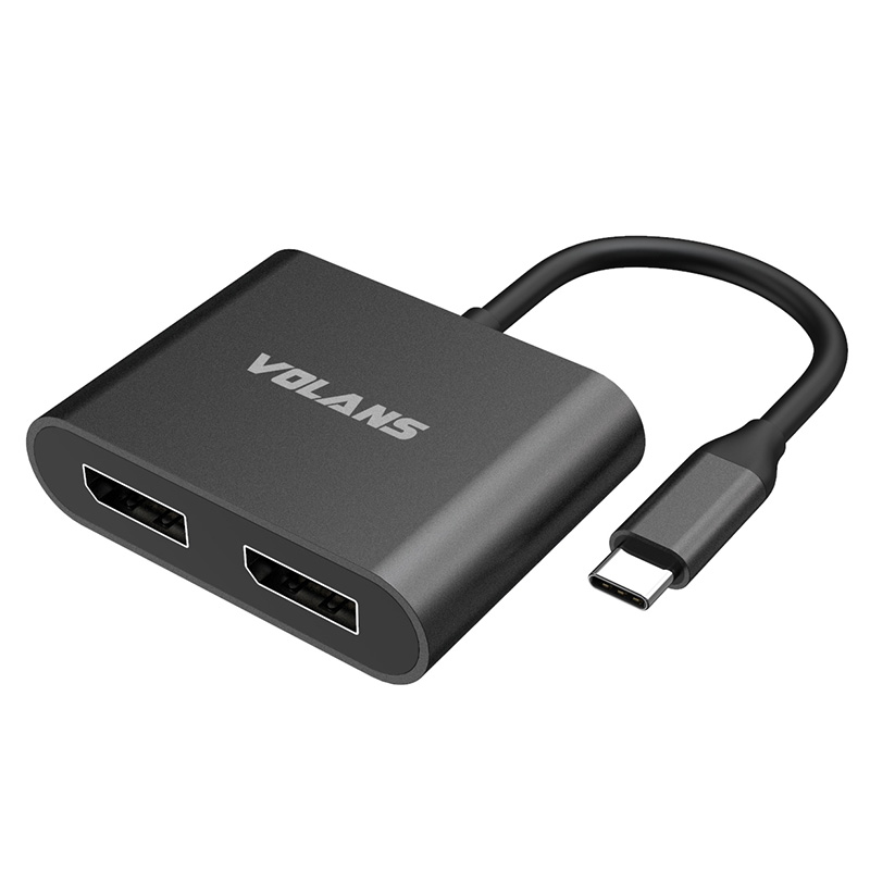 Volans Aluminium 8K USB-C to Dual DisplayPort Male to Male Adapter with MST Dual Monitor (VL-UC2DP)