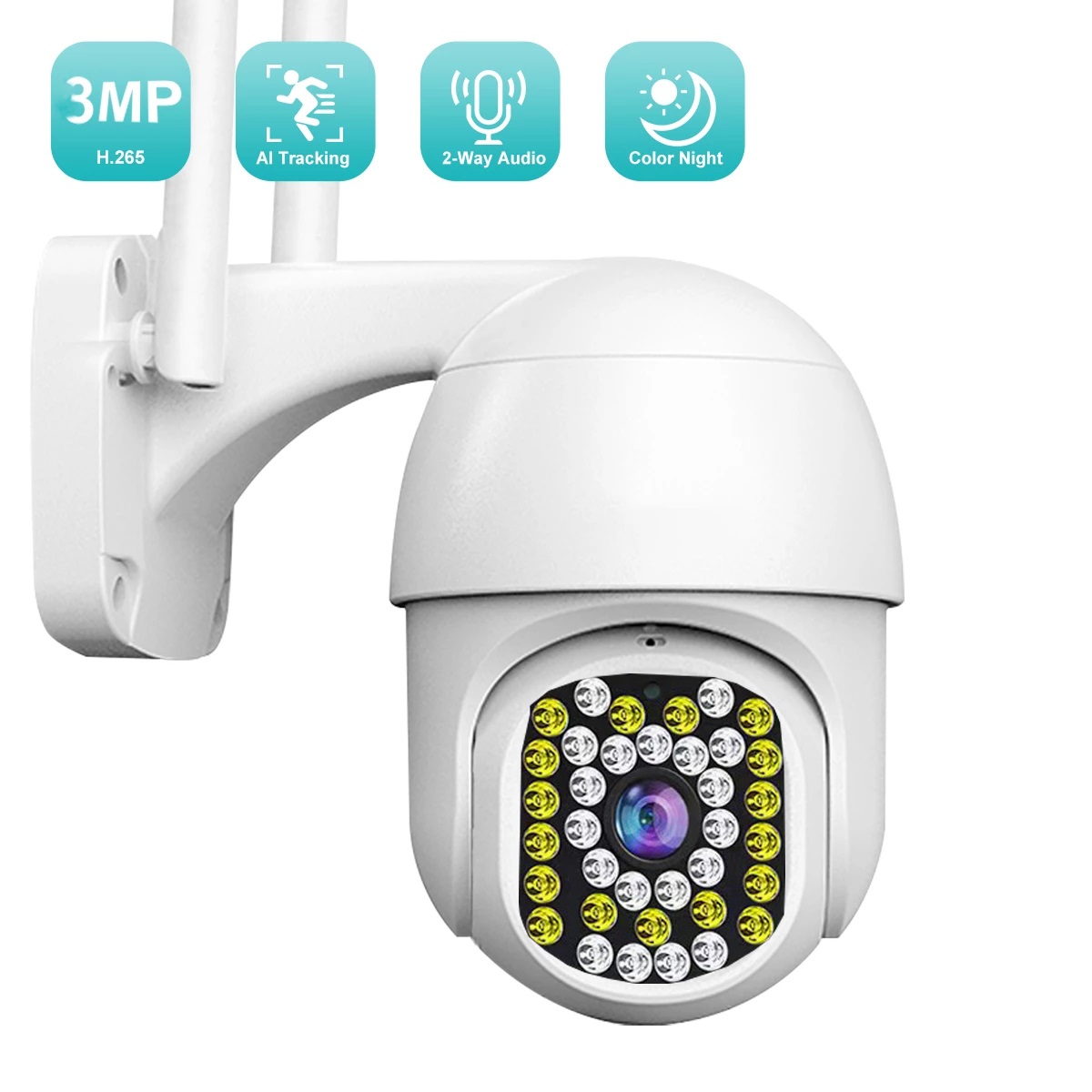 3MP Security Camera WiFi Camera Outdoor Home Security Camera with Spotlight Night Vision,Alarm,Remote Access,Motion Detection,2-Way Audio