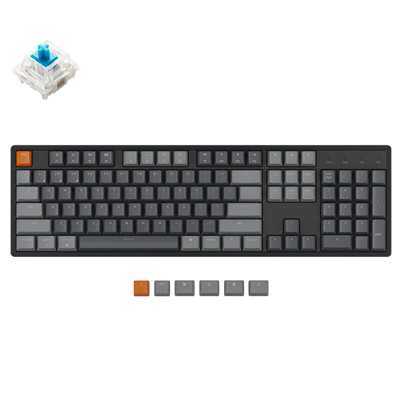 Keychron K10 RGB Aluminum Frame Wireless Full Hot-Swappable Mechanical Keyboard - Blue Switch (KBK10J2BLUE)