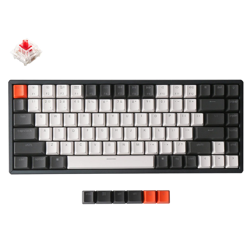 Keychron K2v2 RGB Aluminum Frame Wireless Wired Compact Hot-Swappable Mechanical Keyboard - Red Switch