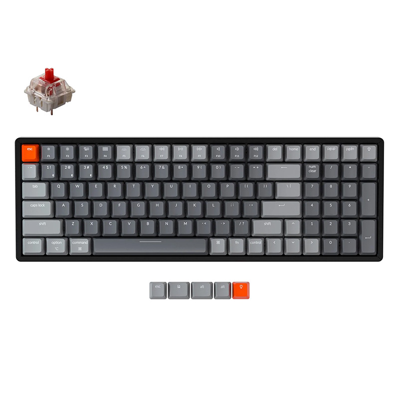 Keychron K4v2 RGB Aluminum Frame Wireless Wired Compact Hot-Swappable Mechanical Keyboard - Red Switch