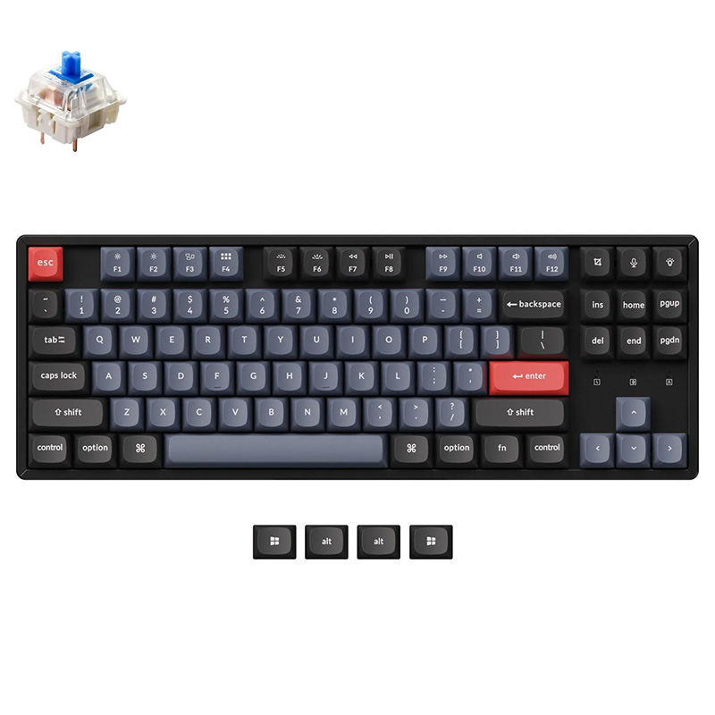 Keychron K8 Pro QMK/VIA RGB Aluminum Frame Wireless TKL Mechanical Keyboard - Blue Switch (KBKCK8PJ2BLUE)
