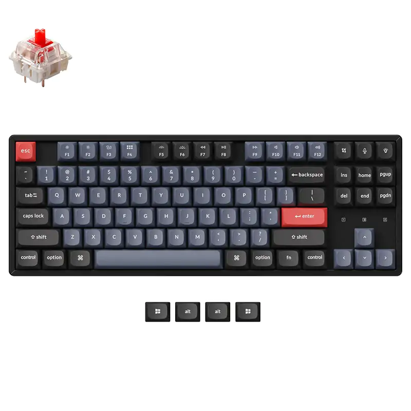 Keychron K8 Pro QMK/VIA RGB Aluminum Frame Wireless TKL Mechanical Keyboard - Red Switch (KBKCK8PJ1RED)