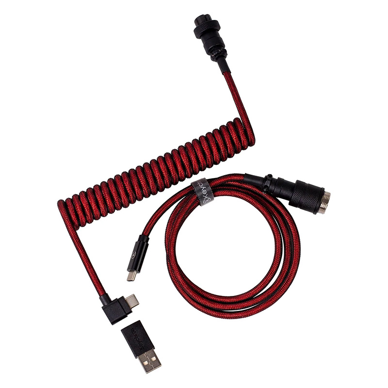 Keychron Premium Coiled Aviator Cable Red - Angled