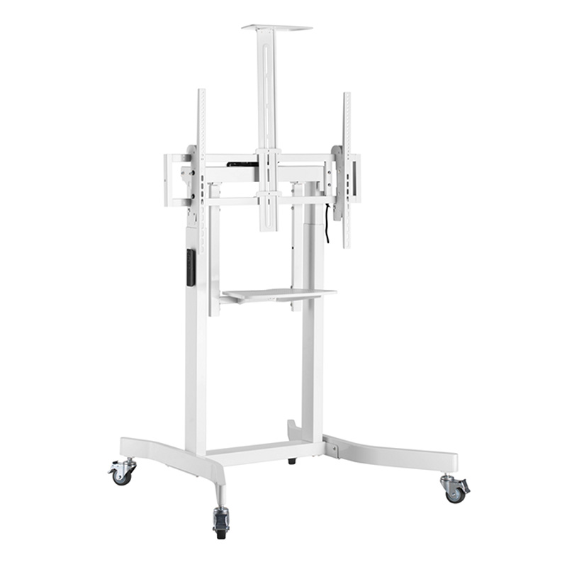 Brateck Deluxe Motorized Large TV Cart with Tilt, Equipment Shelf and Camera Mount (TTL14-68TW-W)