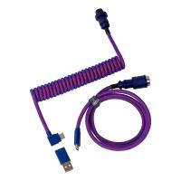 Keychron Premium Coiled Aviator Cable Purple - Angled