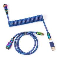 Keychron Premium Coiled Aviator Cable Rainbow Plated Blue - Straight