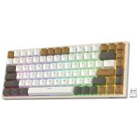 RK ROYAL KLUDGE RK84 RGB Limited Ed, 75% Triple Mode BT5.0/2.4G/USB-C Hot Swappable Mechanical Keyboard, RK Yellow Switch, Macchiato White 