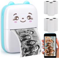 Mini Printer Portable Thermal Printer for Smartphones Wireless Bluetooth Pocket Printers 6 Rolls Paper Inkless Tiny Printer for kids students