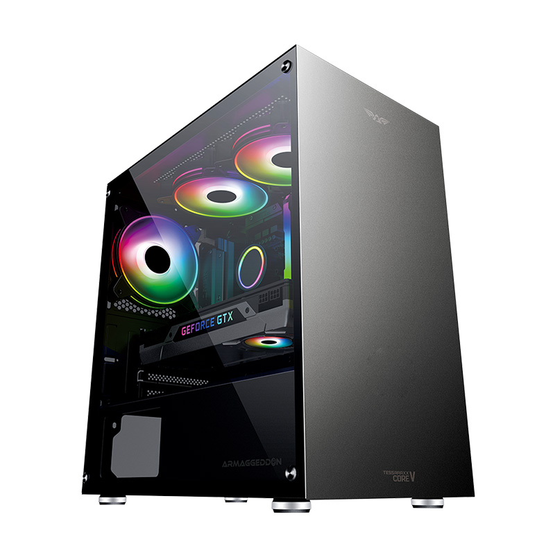 Armaggeddon Tessaraxx Core V Tempered Glass mATX Gaming Case - Black (TESSARAXX Core V Black)