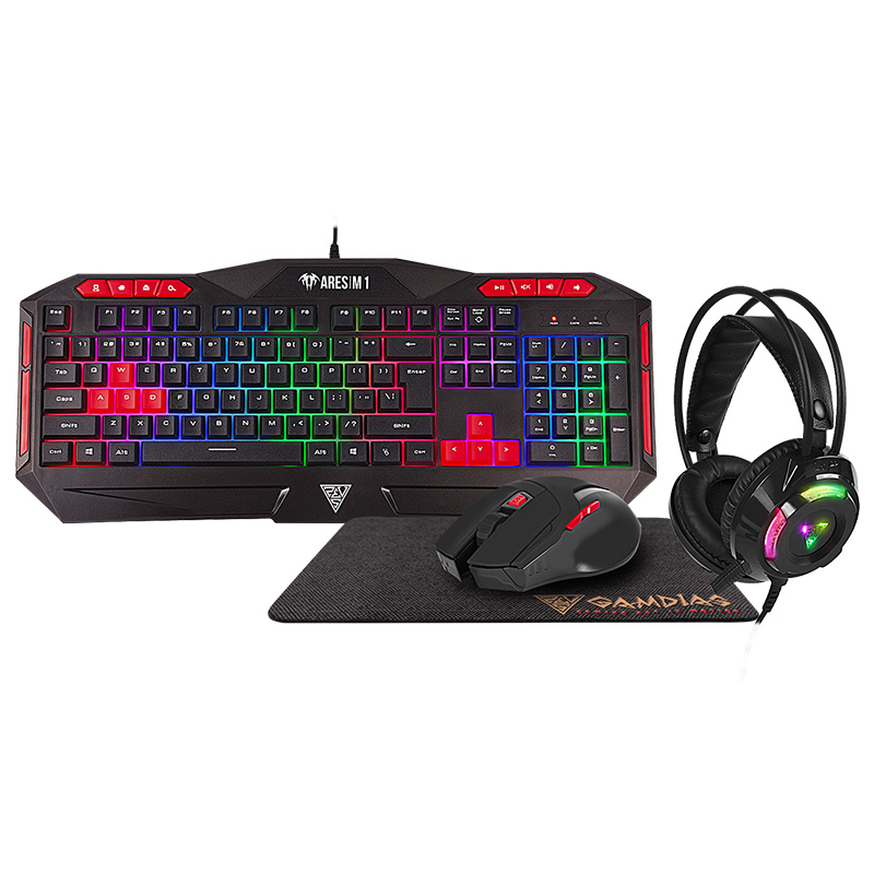 Gamdias Poseidon M2 4-In-1 Gaming Keyboard + Mouse + Headset + Mousemat Combo