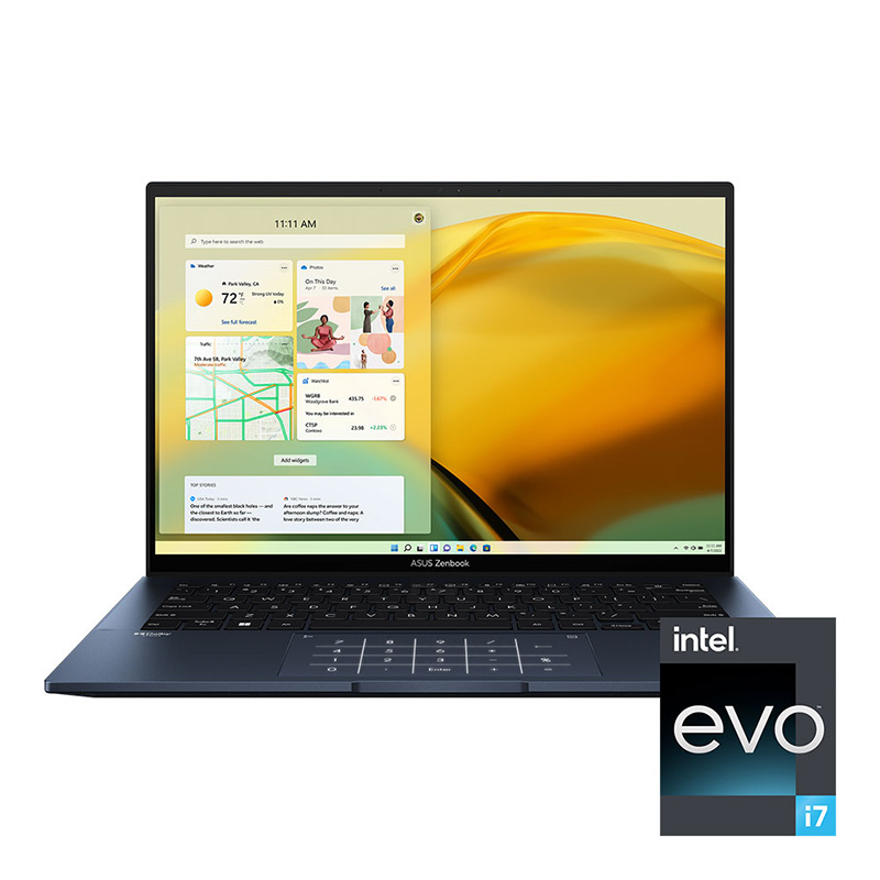Asus Zenbook 14 14in FHD IPS i7-1260P Iris Xe 512GB SSD 16GB RAM W11H Laptop - Ponder Blue (UX3402ZA-KP377W)