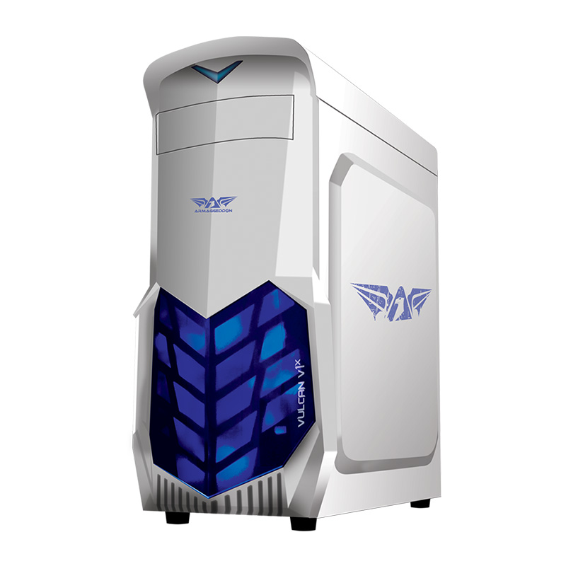 ARMAGGEDDON Vulcan V1x LED ATX Gaming Tower Case - White (Vulcan V1x White)