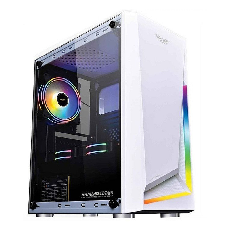 Armaggeddon Nimitz N5 Aurora RGB mATX Gaming Case - White - Umart.com.au