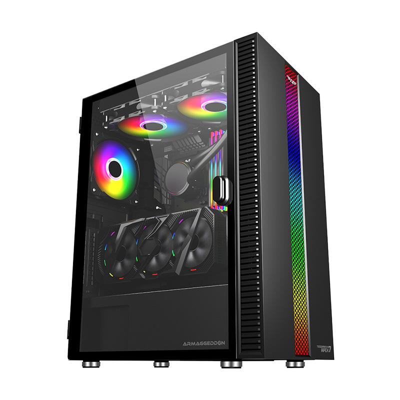 Armaggeddon TESSARAXX Apex 7 RGB Strip Tempered Glass Gaming ATX Case Black (TESSARAXX Apex 7 Black)