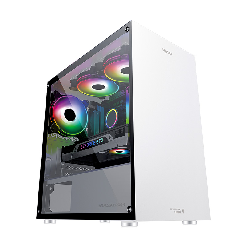 Armaggeddon Tessaraxx Core V Tempered Glass mATX Gaming Case - White (TESSARAXX Core V White)