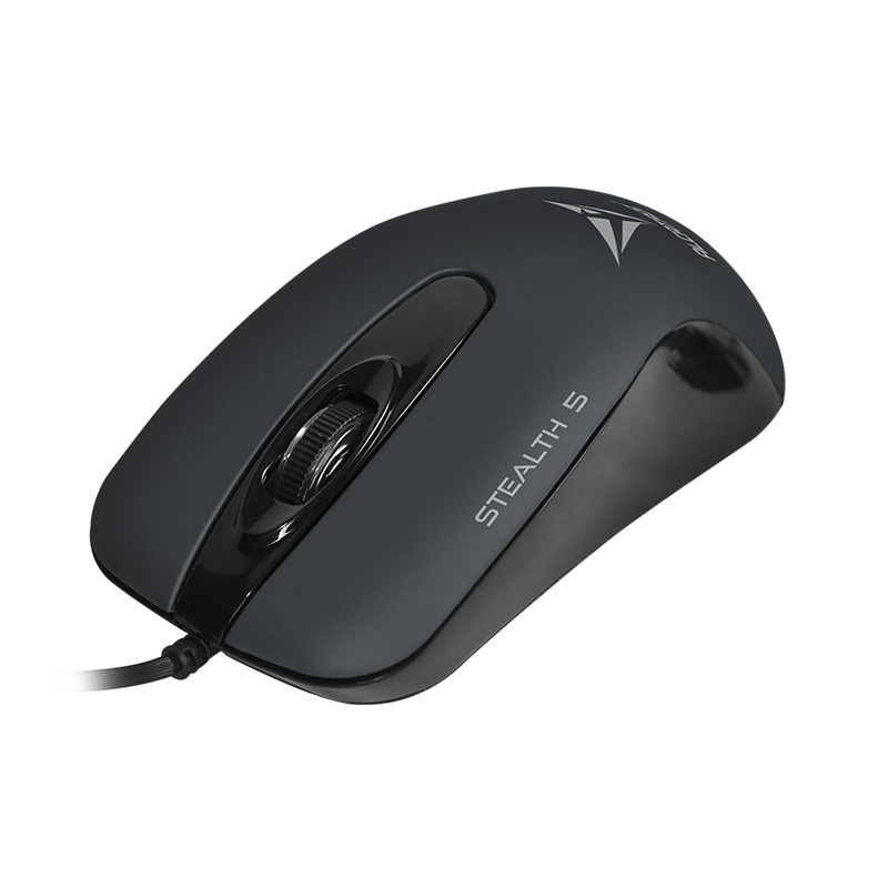 ALCATROZ STEALTH 5 Dark Grey USB Optical Mouse with Silent Switch - Black and Grey