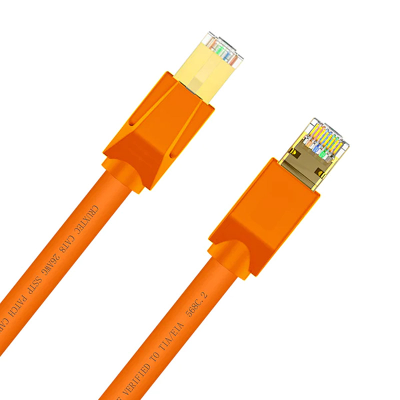 Cruxtec Cat8 Triple Shielding Ethernet Cable 30cm Orange