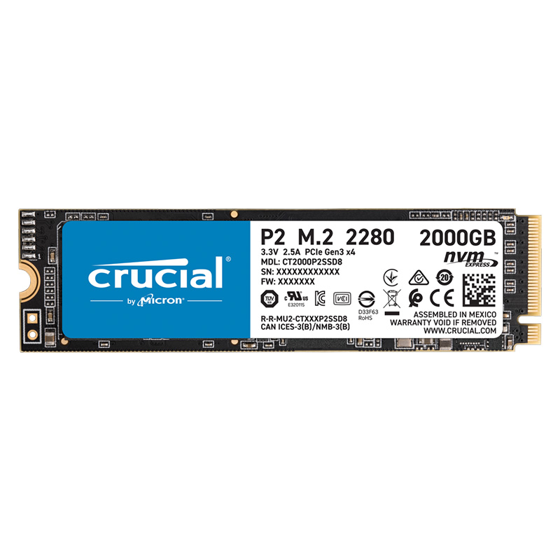 Crucial P2 2TB CT2000P2SSD8 PCIe Gen3 M.2 2280 NVMe SSD