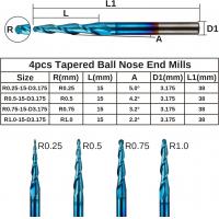 Laser-Engravers-Genmitsu-4pcs-2-Flute-Tapered-Ball-Nose-End-Mills-Tungsten-Carbide-Cutter-with-Nano-Blue-Coat-R0-25-1-0-1-8-Shank-TB04A-7