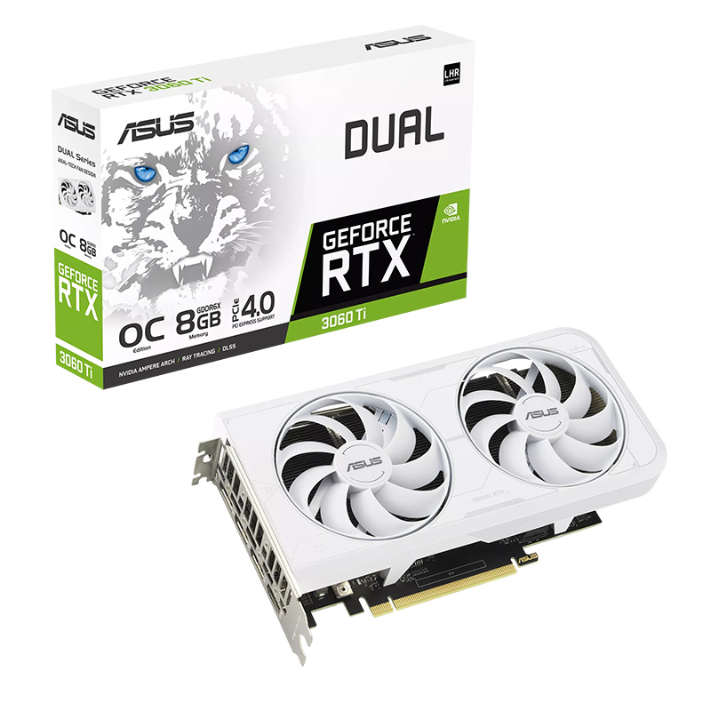 Asus GeForce RTX 3060 Ti Dual OC 8G White Graphics Card (DUAL-RTX3060TI-O8GD6X-WHITE)
