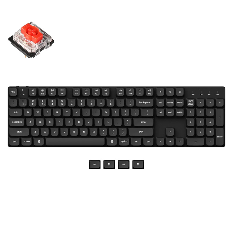 Keychron K5 SE Low-Profile White Backlit Gateron Mechanical Bluetooth Wireless Keyboard Black Keycap - Red Switch (KBKCK5SEA1B)