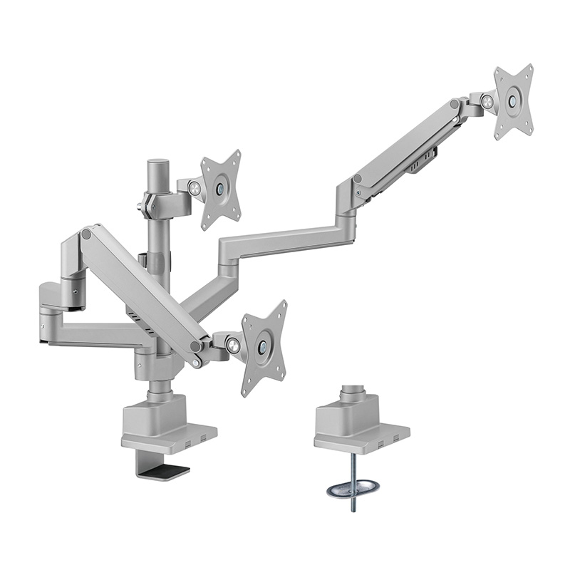 Brateck Triple Monitor Thin Gas Spring Monitor Arm 17in-30in - Matte Grey (LDT62-C036P-MG)