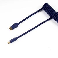 Keychron Custom Coiled Aviator USB-C Cable with USB-A Adapter - Blue