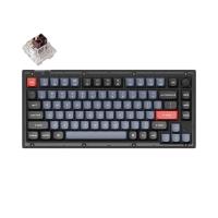 Keychron V1 QMK 75% RGB Custom Frosted Black Wired Mechanical Keyboard - Brown Switch