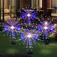 Solar Garden Lights Fireworks Lights Outdoor Waterproof 120 LED 2 Lighting Modes Auto On/Off Solar Outdoor Lights for Pathway Yard Party etc