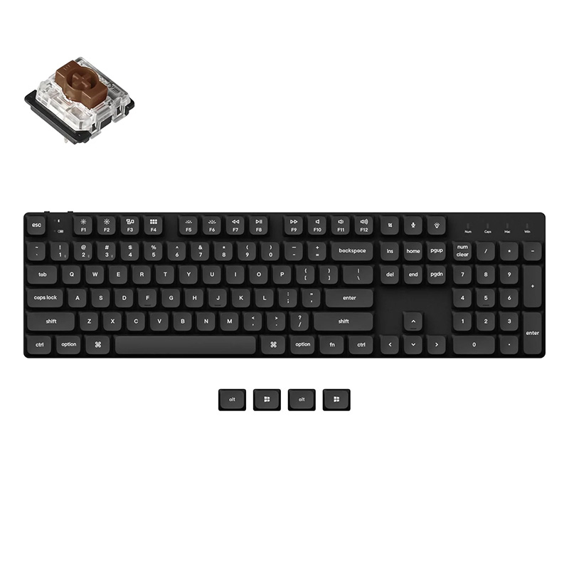 Keychron K5 SE Low-Profile White Backlit Gateron Mechanical Bluetooth Wireless Keyboard Black Keycap - Brown Switch (KBKCK5SEA3B)