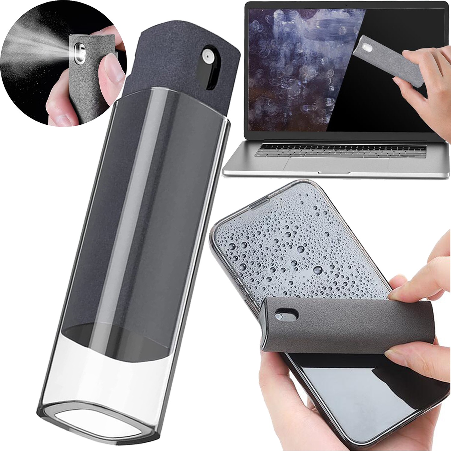 Screen Cleaner Touchscreen Mist Cleaner 3 in 1 Fingerprint-Proof Screen Cleaner Spray Microfiber Cloth Reusable Monitor Cleaner for All device screen