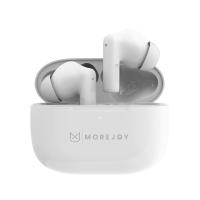 MoreJoy MJ111 White Bluetooth headphones, wireless earbuds CSC 3.0 Self Learning ENC noise isolation, crystal clear sound profile, 22 hour battery