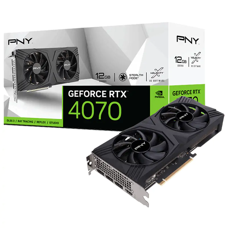 PNY GeForce RTX 4070 Dual 12G Graphics Card - VCG407012DFXPB1