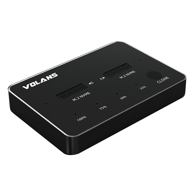 Volans Aluminum 2-Bay USB-C M.2 NVMe PCI-E SSD Docking Station with Clone (VL-UCM2DS)