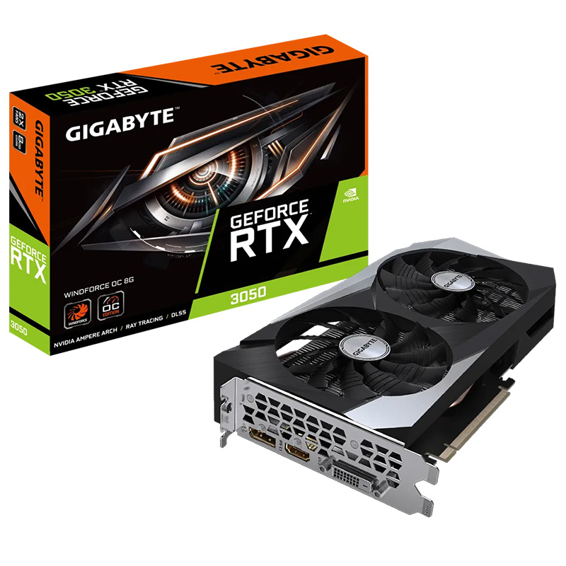 Gigabyte GeForce RTX 3050 WindForce OC 8G Graphics Card (N3050WF2-OC-8GD)