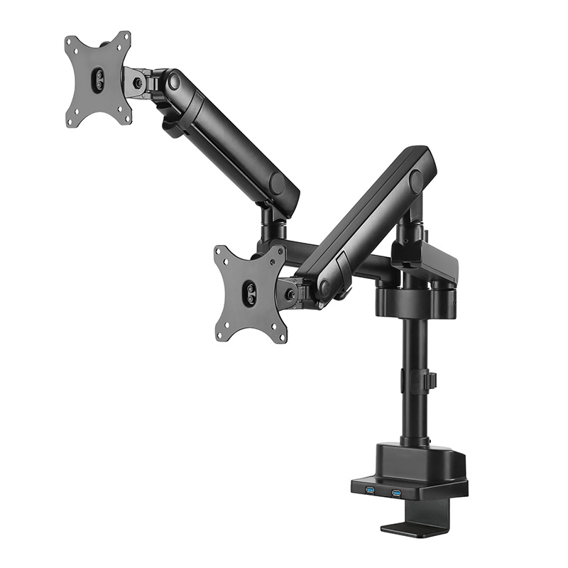 Brateck Dual Monitor Slim Pole Spring Assisted Monitor Arm with USB Port (LDT20-C024UP)