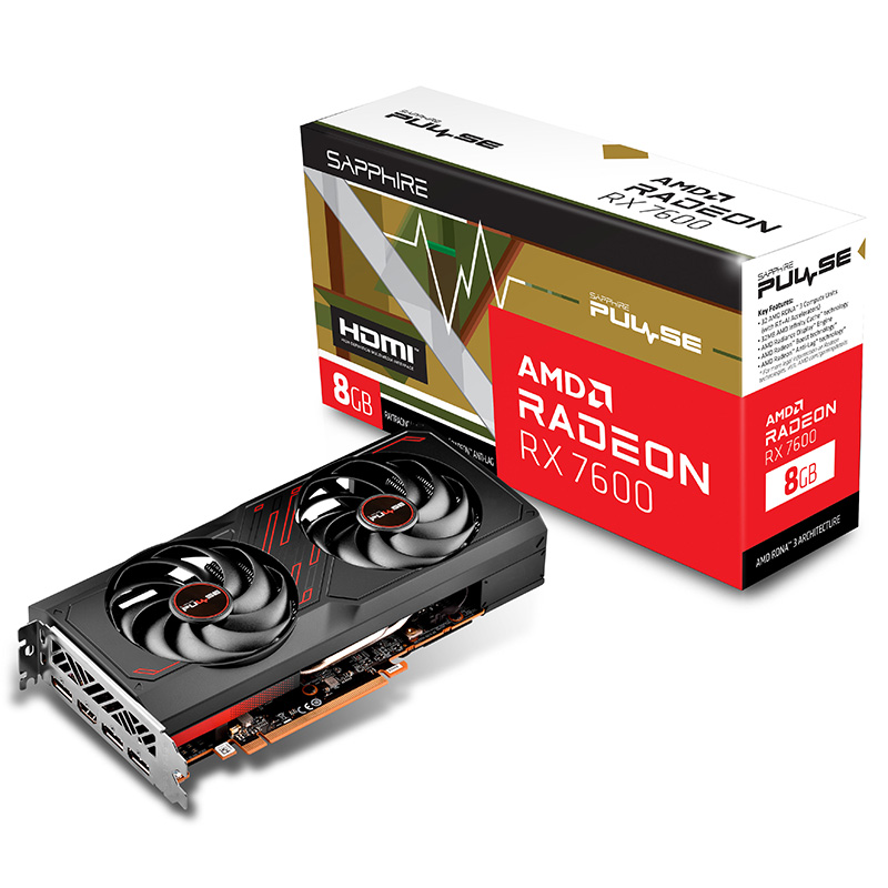 Sapphire Radeon RX 7600 Pulse Gaming 8G Graphics Card (11324