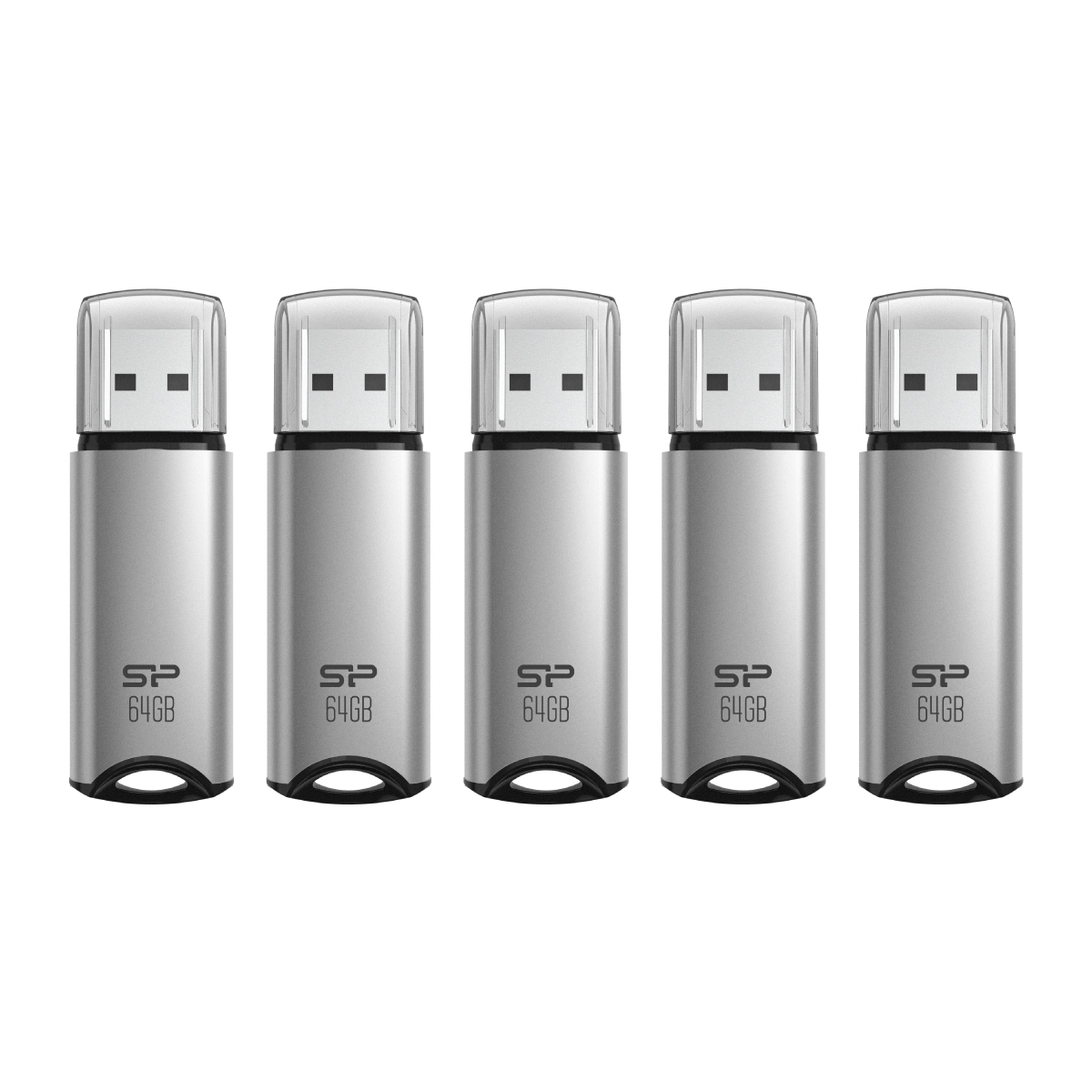 Silicon Power 64GB Marvel M02 USB 3.0 Flash Drive - Silver (5-Pack)