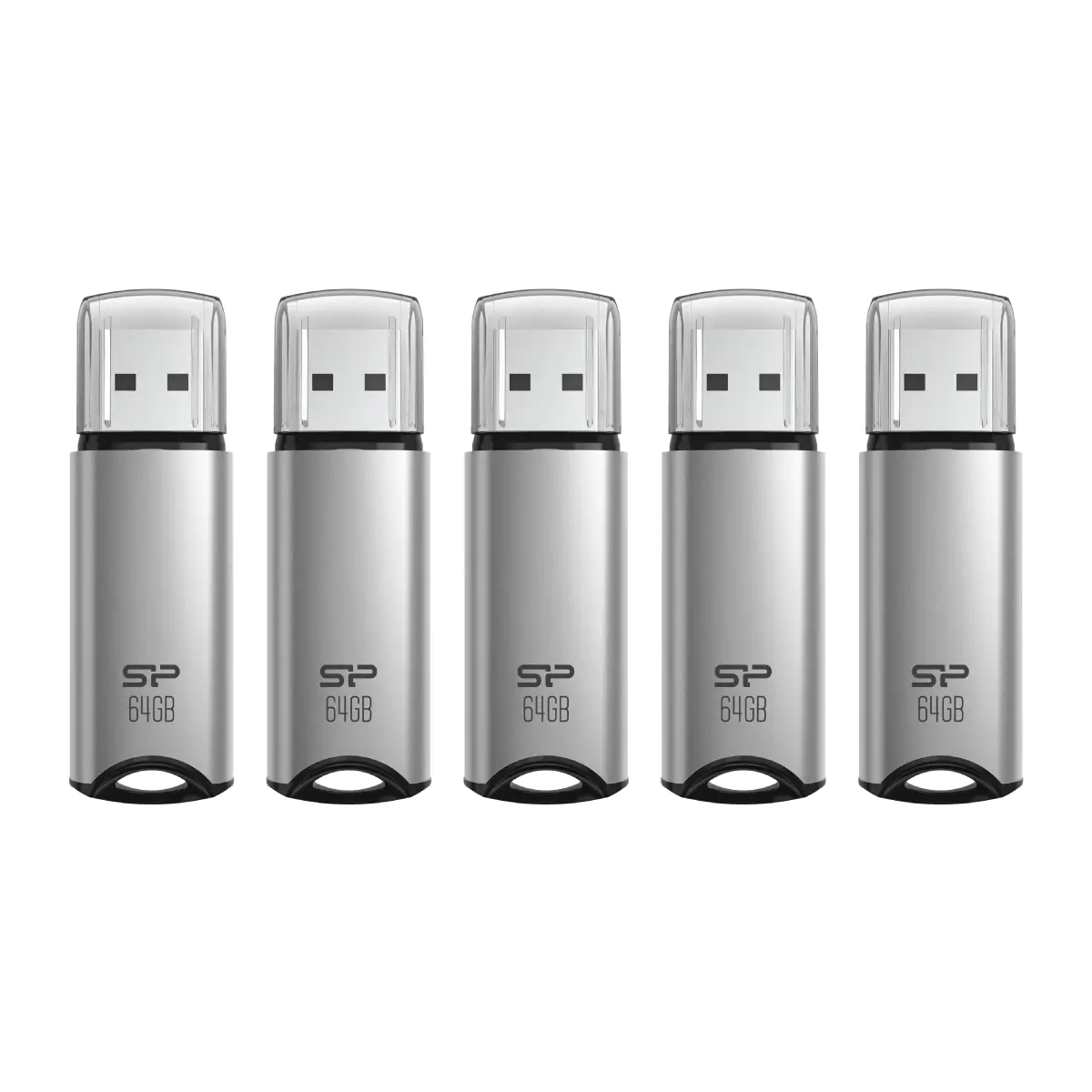 Silicon Power 64GB Marvel M02 USB 3.0 Flash Drive - Silver (5-Pack)