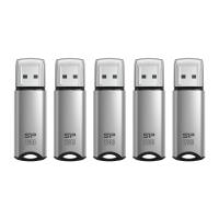 Silicon Power 128GB Marvel M02 USB 3.0 Flash Drive - Silver (5-Pack)
