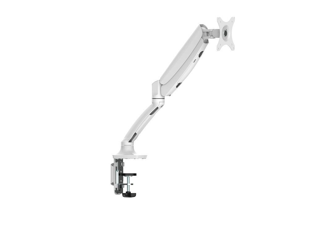 Loctek 17"-30" Single Gas Spring Monitor Stand - Aluminum White - Ergonomic 360deg Swivel Arm - Max Load Capacity 2-9 KG - VESA 75 & 100mm