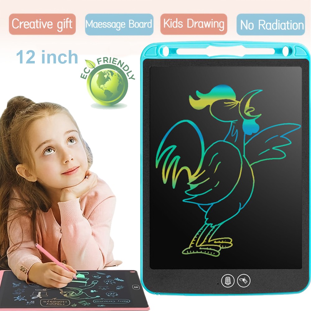 LCD Writing Tablet 12 Inch Drawing Tablet with Newest High-Tech Partial Erasable Writing Doard Graphic Tablet for Kids Adults at Home School Office