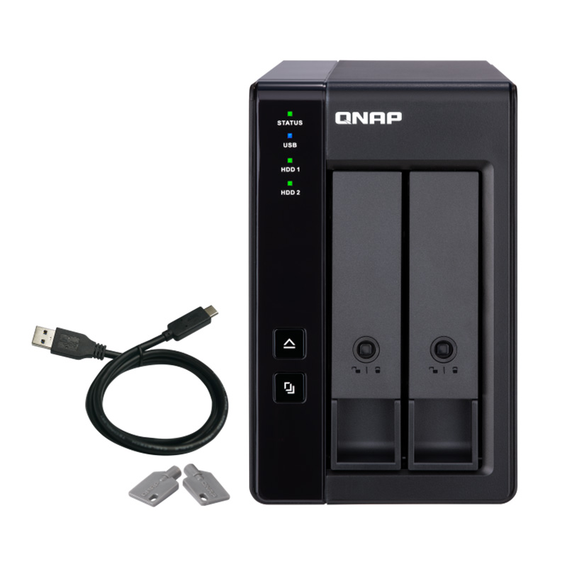 QNAP TR-002 3.5in SATA 2 Bay USB Type-C Direct Attached Storage with Hardware RAID